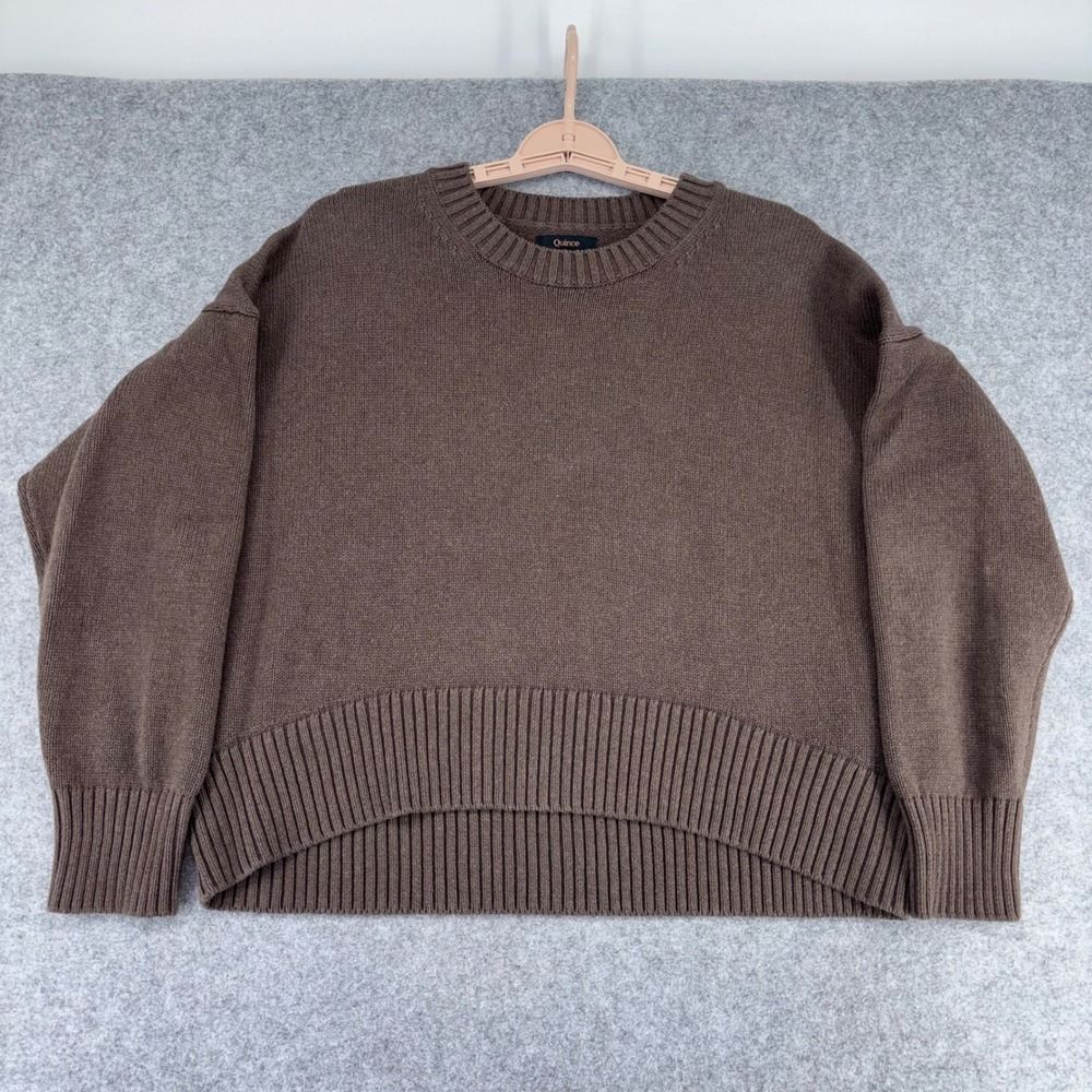Quince Brown 100% Organic Cotton Oversized Crewneck Sweater Small